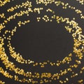 Round Frame of Golden stars scattered on black background Royalty Free Stock Photo