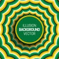 Round frame on green yellow optical illusion hypnotic background of moving wavy stripes