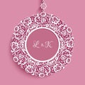 Round frame with lace border pattern Royalty Free Stock Photo