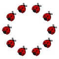 Round frame ladybugs. Vector illustration Royalty Free Stock Photo
