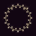 Round frame with luminous garland Royalty Free Stock Photo