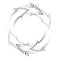 Round frame made of dashed arrows. Separation object. Vector outline object