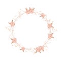 Round frame made of pink flowers. Poppies vector stock illustration. Royalty Free Stock Photo