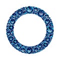 Round frame made of realistic blue amethysts with complex cuts