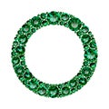 Round frame made of realistic green emeralds with complex cuts