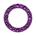 Round frame made of realistic purple amethysts with complex cuts