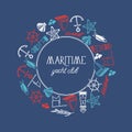 Round Frame Maritime Yacht Club Poster Royalty Free Stock Photo