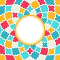 Round frame with Multicolor Quatrefoil pattern
