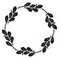 Round frame of oak leaves, vintage design