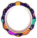 Round frame with a pattern. Template for text on white background. Limited space in the circle.