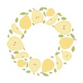 Round frame of pear for social media in flat style