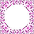 Round frame of pink flowers. Royalty Free Stock Photo