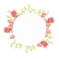 Round frame with red bougainvillea flowers Royalty Free Stock Photo