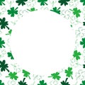 Round frame with shamrock green clover leaves vector illustrartion. Saint Patrick\'s day celebration, empty Royalty Free Stock Photo