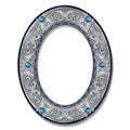 Round frame silver color with blue topaz Royalty Free Stock Photo