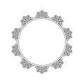 Round frame with snowflakes. Hand-drawn, copied space for text. Vector illustration