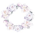 Round frame. Watercolor white peones wreath Royalty Free Stock Photo