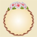 Round frame with whites hibiscus vector