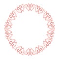 Round frame or wreath of red doodle hearts, design for Valentine`s Day Royalty Free Stock Photo