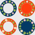 Round frames set with lotus flowers or water lily Royalty Free Stock Photo