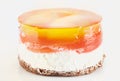 Round fruit cake with jelly and transparent orange mandarin Royalty Free Stock Photo