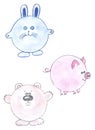 Round funny animals, drawing