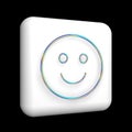 round funny smiley sign, 3d icon on a white cube,
