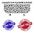 Bathtub Mosaic of Fractions with Funny Toilet Distress Seal Stamps