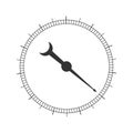 Round gauge scale with arrow. Template of measuring tool interface. Barometer, manometer, compass, level or volune meter