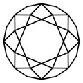 Round gemstone linear icon. Crystal mineral structure