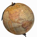 Round geographic globe with image of the Americas