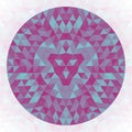 Round geometric triangle kaleidoscopic mandala design - symmetric vector art from triangles