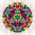 Round geometric triangle kaleidoscopic mandala design - symmetrical vector pattern graphic