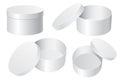 Round gift box. White blank open and closed containers Royalty Free Stock Photo