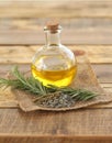 Round Glass Bottle of Oil with Herbs