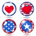 Round glass buttons with USA symbols Royalty Free Stock Photo