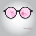 Round glasses with pink lenses. Royalty Free Stock Photo