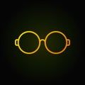 Round glasses yellow line icon on dark background