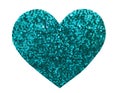 Round glitter blue green sequin in heart shape