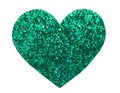 Round glitter green sequin in heart shape