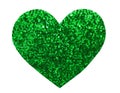 Round glitter green sequin in heart shape