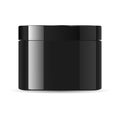 Round glossy black glass cosmetic cream jar