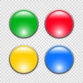 Round glossy buttons. Four color web buttons. Vector illustration Royalty Free Stock Photo
