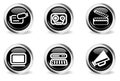 Round glossy media icon set