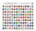 Round Glossy World Flags Vector Collection