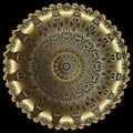 Round gold Baroque vector mandala pattern. Surface gold  background. Damask antique 3d ornaments. Vintage flowers, leaves, frame. Royalty Free Stock Photo