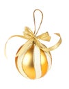 Round Gold Christmas Toy on white background