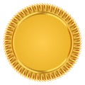 Golden circle frame text box with gold award ribbon icon anniversary badge Royalty Free Stock Photo