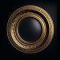 Round gold frame on a black background. isolated object. Vintage style. Royalty Free Stock Photo