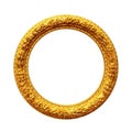 Round gold frame isolated on white Royalty Free Stock Photo